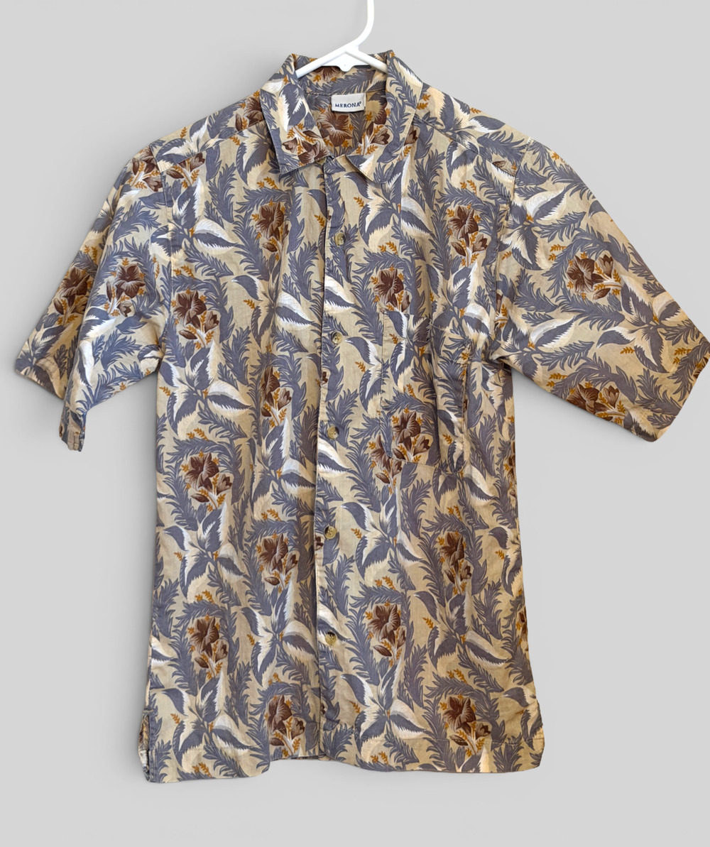 Vintage 90s Single Stitch Merona Boy's Youth L 14 16 Hawaiian Camp Shirt Target